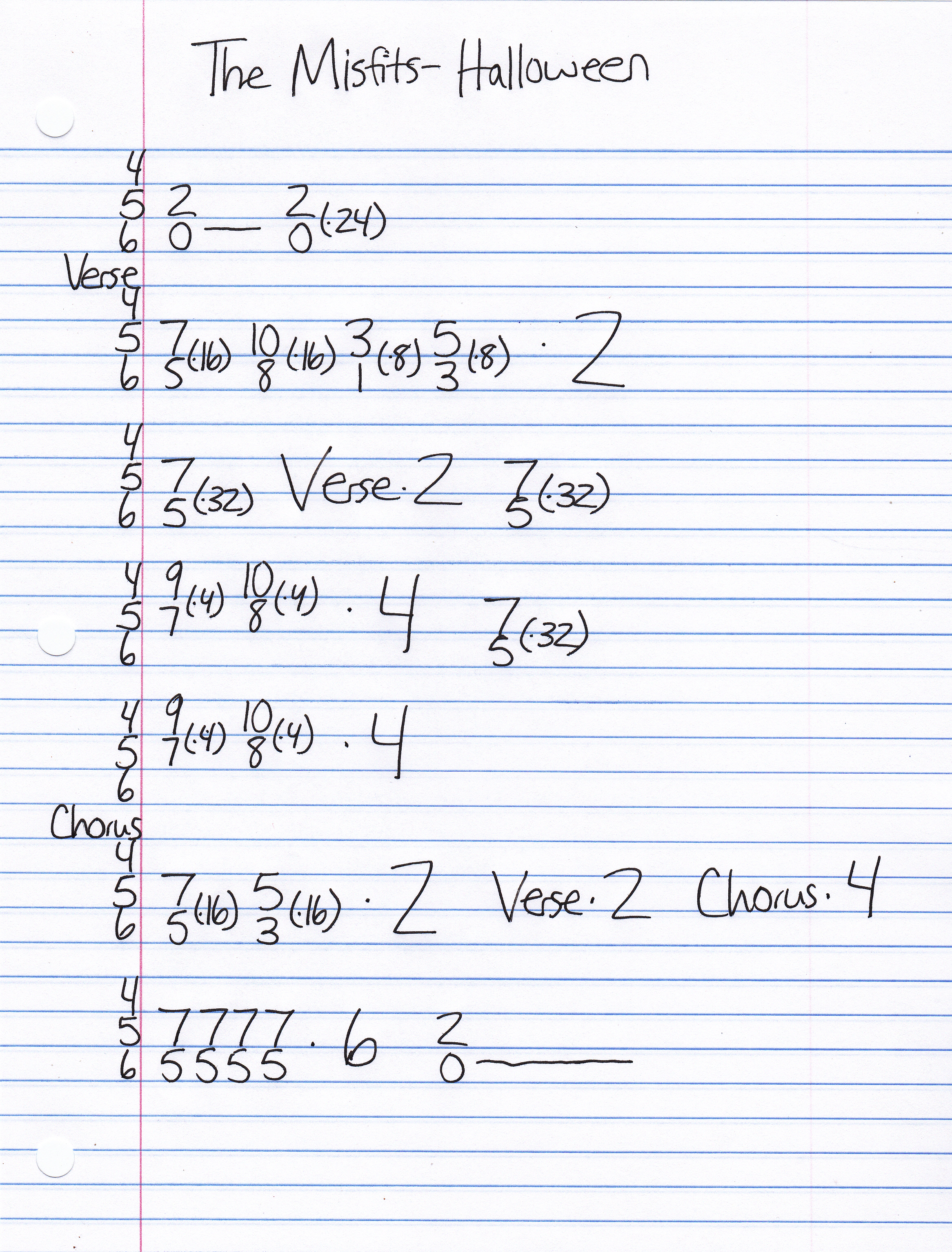 High quality guitar tab for Halloween by The Misfits off of the album 12 Hits From Hell. ***Complete and accurate guitar tab!***